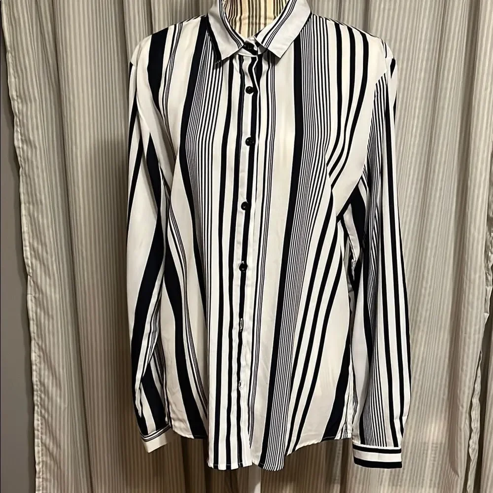 Match Striped Button-Up Blouse - Picture 1 of 5